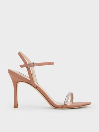 Charles & Keith Ambrosia Textured Gem-Embellished Ankle-Strap Pumps