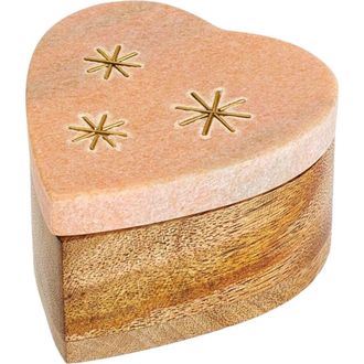 Matr Boomie Jaipuri Heart Keepsake Box - Pink Carved Marble in Pink/gold at Nordstrom