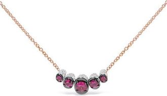 House of Brilliance 18K Gold 3/4 Cttw Diamonds and Ruby Curved Bar Choker Necklace in Pink at Nordstrom