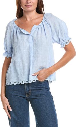 Max Studio Scallop Edge Bubble Sleeve Blouse