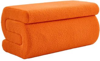 Sweeek Banco de dise&ntilde;o con revestimiento borreguito, 1-2 plazas, naranja