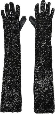 Anna Sui Bugle Bead Sequins Long Gloves in Black Multi at Nordstrom
