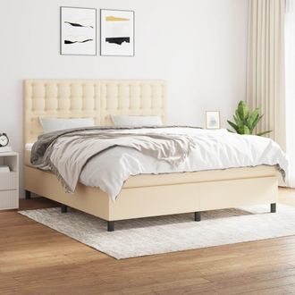 vidaXL Vidaxl - Cama Box Spring Con Colch&oacute;n Tela Color Crema 180x200 Cm