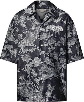 Louis Vuitton Short Sleeve Denim Shirt Dark Blue 1AFQZB