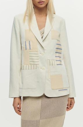 Desigual Patchwork Blazer in Off White at Nordstrom, Size X-Large