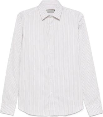 Canali Klassieke Gestreepte Blouse Beige Lange Mouw - Heren - Zakelijke Overhemden - Wit - 4XL - Overhemden