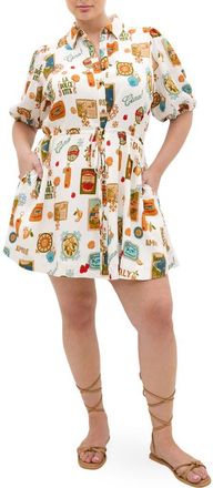 City Chic Sao Paulo Amore Print Shirtdress in Creme La Dolce at Nordstrom, Size Xxxs