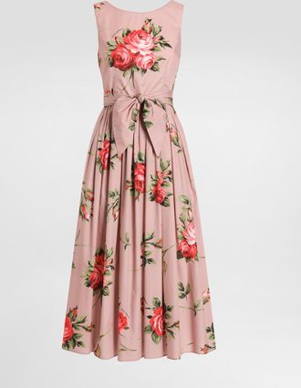 Dolce & Gabbana Rose Bouquet-print Cotton Dress - Woman Dresses Multicolor 36