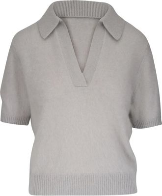 Dorothee Schumacher polo-collar short-sleeve top - women - Virgin Wool/Cashmere - M - Grey