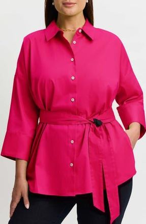 Foxcroft Avery Stretch Button-Up Shirt in Ruby Pink at Nordstrom Rack, Size 1X