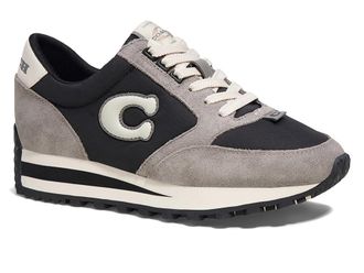 Coach Runner Womens Shoes Black/Chalk : 9.5 B - Medium, Leather/Suede/Textile