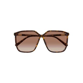Valentino Rectangular Acetate Eyewear - female - Valentino - Sunglasses - Brown - 59 MM - Accessories