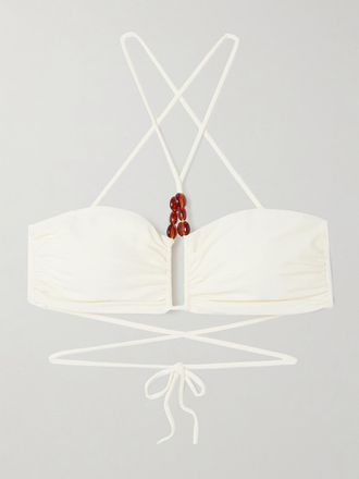 Magda Butrym Top Bikini Con Perline - Crema