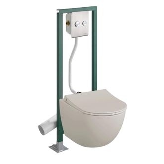 Vitra Pack Inodoro Suspendido Vitra Sento De Lino Sin Reborde + Asiento De Inodoro Con Cierre Amortiguado + Estructura Autoportante Presto + Placa De Accion