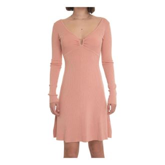 Guess Prachtig Mini Jurkje met V-hals - Dames - Korte kleedjes - Roze - L - Spandex - Kleedjes