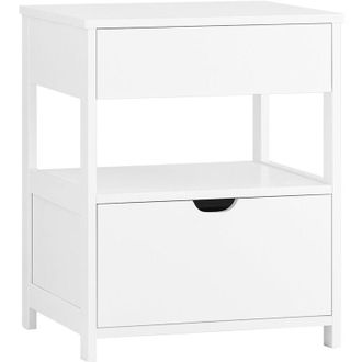 SoBuy SoBuy Comodino camera da letto con 2 cassetti Tavolino divano stretto Comodino Bianco 45x38x56 cm FRG258-II-W