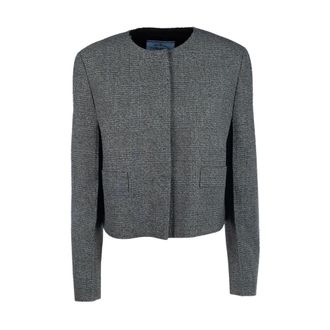Prada Cropped Jacket - female - Prada - Tweed Jackets - Gray - M - Jackets