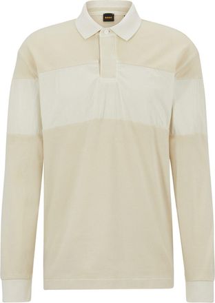 HUGO BOSS Mens Pugby Regular Fit Long Sleeve Athletic Top in Light Beige - Size 2XL