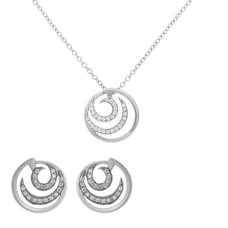 Orphelia Elaine WoMens 925 Sterling Silver Set: Chain-Pendant + Earrings - SET-7084 - One Size