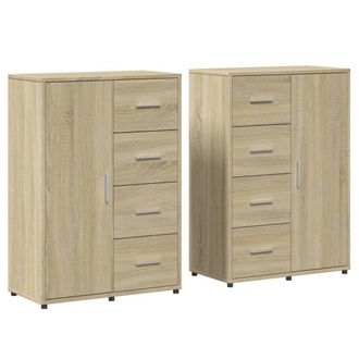 Berkfield Home Sideboards 2 pcs Sonoma Oak 60x31x84 cm Engineered Wood in Light Brown | Size: 60 x 31 x 84 cm