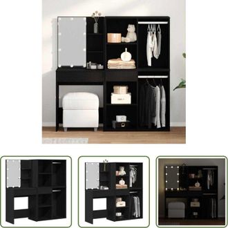 vidaXL Specchio con luci led - Set Tavolo da Trucco LED Rovere Nero 140 x 40 x 140 cm