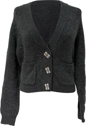 Ganni Ganni V-Neck Cardigan in Grey Wool