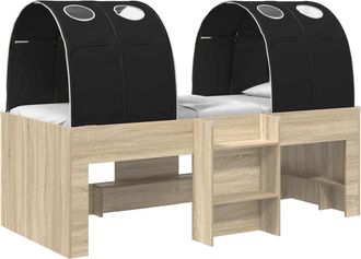 vidaXL Cama Con T&uacute;nel 3 Uds. Roble Sonoma Y Negro Madera De Ingenier&iacute;a Vidaxl