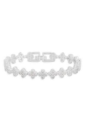 Nordstrom Rack CZ Clover Station Tennis Bracelet in Clear- Silver at Nordstrom Rack