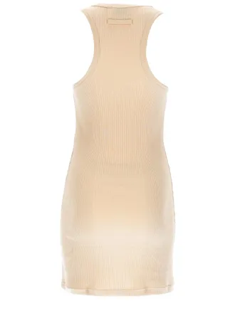 Jean Paul Gaultier Logo Patch Cotton Mini Dress - Beige