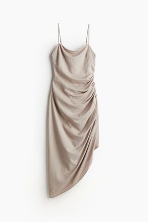 H&M Asymmetrisches Kleid mit Drapierung - Helles Graubraun