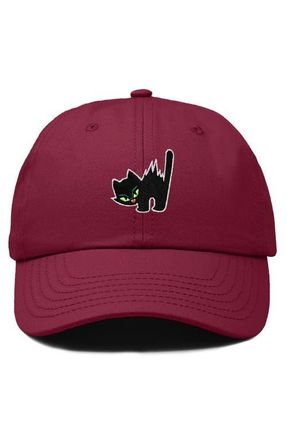 Dalix Blink Black Cat Dad Cap in Maroon at Nordstrom