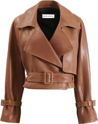 Nour Hammour Giacca Hatti con cintura - Marrone