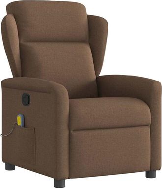 vidaXL Sill&oacute;n Reclinable Con Masaje De Tela Marr&oacute;n Vidaxl