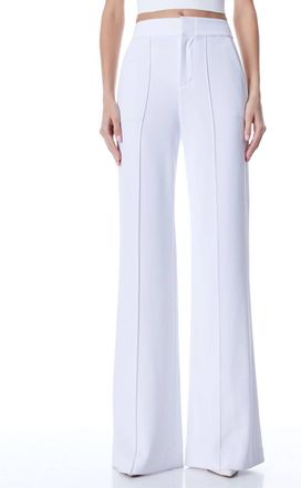 Alice & Olivia Dylan High-Waist Wide-Leg Trousers In White
