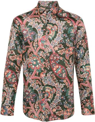 Etro Casual Paisley Print Shirt met Lange Mouwen - Heren - Casual Overhemden - Veelkleurig - 2XS - Katoen - Overhemden