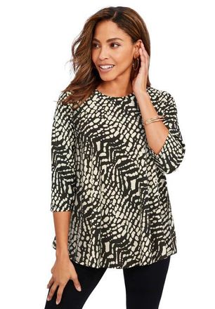 Jessica London Stretch Knit Swing Tunic in Black Reptile at Nordstrom, Size 40