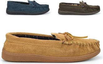 Generic Mens Real Suede Slippers Mens Comfort Slippers Size 6 Boys Slipper Size 7 Comfort Slipper Moccasins Moccasin Slip On Rubber Sole Real Suede Upper Size