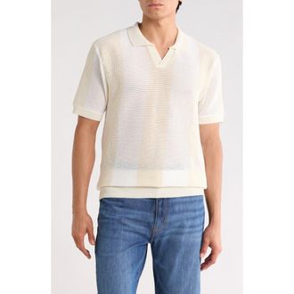 Tom Baine Johnny Collar Short Sleeve Knit Sweater in White at Nordstrom Rack, Size Xx-Large