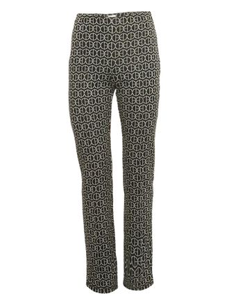 Herm&egrave;s Jacquard logo trousers - women - Cotton/Cotton - S - Black
