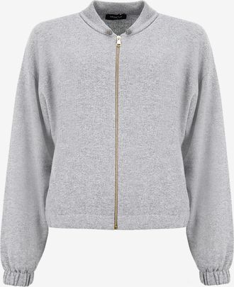 Fabiana Filippi Leichte Strick-Bomberjacke aus Platinum