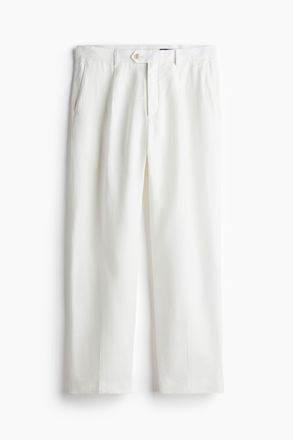 H&M Anzughose aus Leinen in Relaxed Fit - Weiss