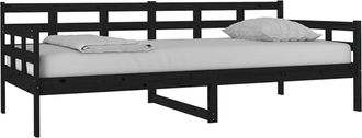 vidaXL Sof&aacute; Cama Sin Colch&oacute;n Madera Maciza De Pino Negro 90x200 Cm Vidaxl