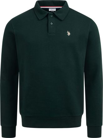 U.S.Polo Association USEthaan heren sweatpolo met lange mouwen - knoopsluiting & geborduurd logo