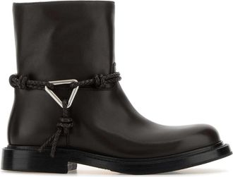 Bottega Veneta Womens Dark Brown Leather James Ankle Boots - Black - Size EU 39