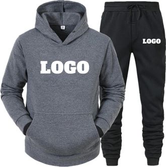 Generic Personalised Mens Sets Tracksuit Hooded Sweatshirt + Pants Two Piece Set Custom Logo Hoodie & Sweatpants Suit Unisex Sport Causal Outfits Color3,M