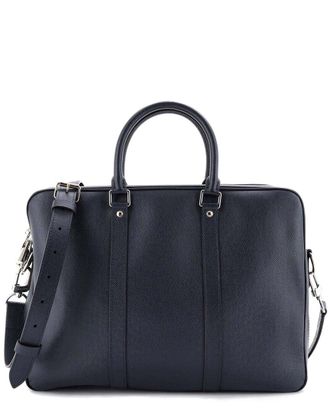 Louis Vuitton Blue Taiga Leather Porte-Documents Voyage Briefcase PM (Authentic Pre-Loved)