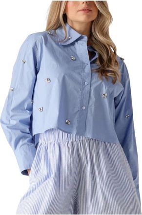 Ibana Dames, Blouses & Shirts, Blauw, Maat: XL Katoen