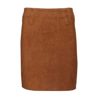 Rotate Suede Mini Skirt - female - ROTATE Birger Christensen - Leather Skirts - Brown - S - Skirts