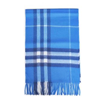 Burberry Bufanda de cachemir con cuadros - Accessories - Mujer - Azul - ONE SIZE