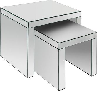 Vente-Unique Conjunto de 2 mesas de centro de MDF y espejo - YERVINI